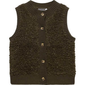 Mint Velvet Khaki Boucle Cotton Blend Gilet